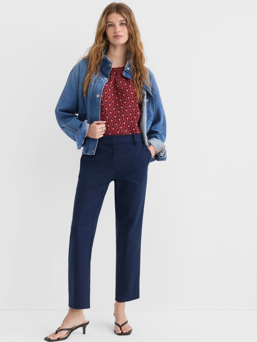 NWT LOFT Riviera Slim Pants in Doubleweave Blue